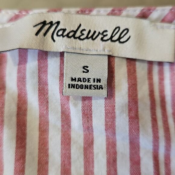 Madewell Mauve & White Stripe Wrap Top Size Small - Picture 6 of 9